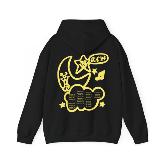 GRACIE ABRAMS TOUR MERCH - SECRET OF US YELLOW TOUR DATES BLACK HOODIE